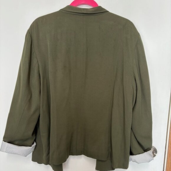 NEW COLDWATER CREEK CLASSIC OLIVE LAYERED ASYMETRICAL LINED JACKET. SZ/ XL (18) - Picture 4 of 4